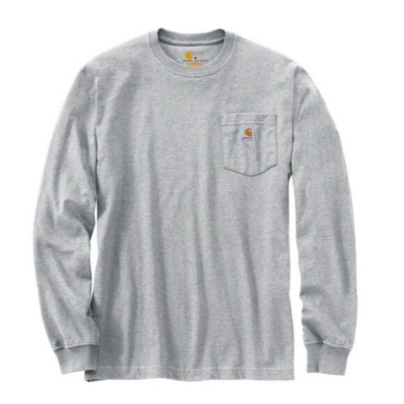 Carhartt Loose Fit Size XL T-Shirt Pocket Work Shirt Crewneck Long Sleeve Gray N - Picture 2 of 6